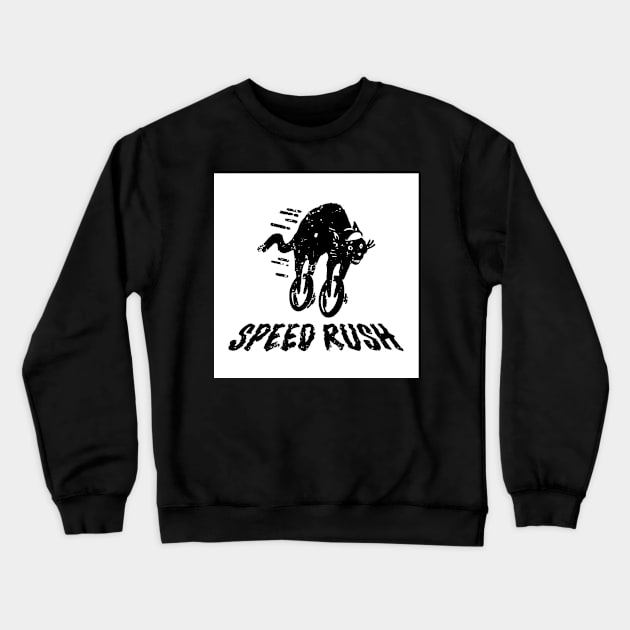 Cat Cycling Speed Rush Crewneck Sweatshirt by Hordes